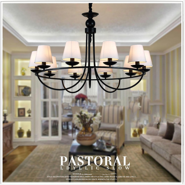 FULOC Europe America country village Iron chandelier light lamp ancient retro vintage 4 6 8 10 arms lights chain hanging light