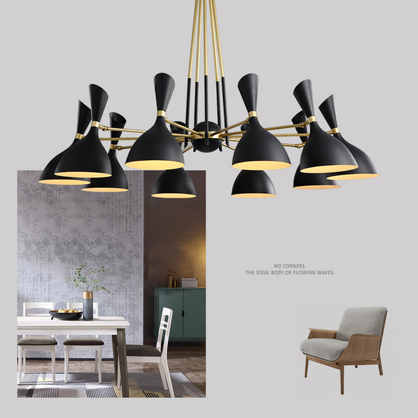 Nordic pendant lamps living room lamp creative personality bedroom study restaurant lighting wrought iron postmodern chandelier