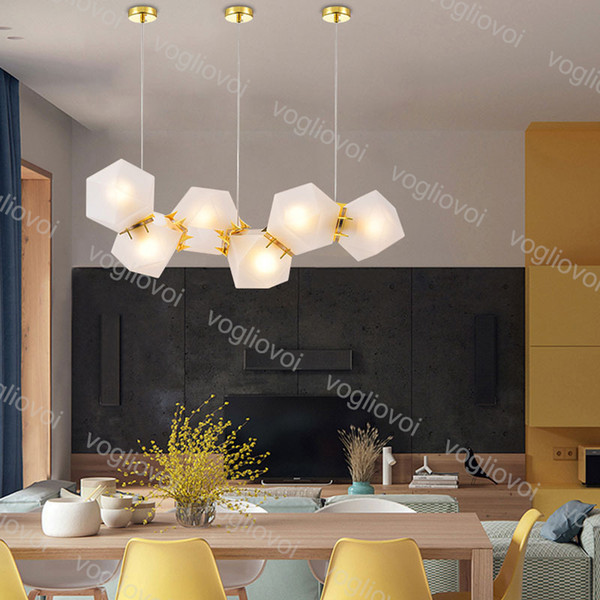 Modern Pendant Lamps E14 Milky Honeycomb LED Welles Glass Long Mid-Century Suspension Lighting For Indoor Bar Cafe Home lighting DHL