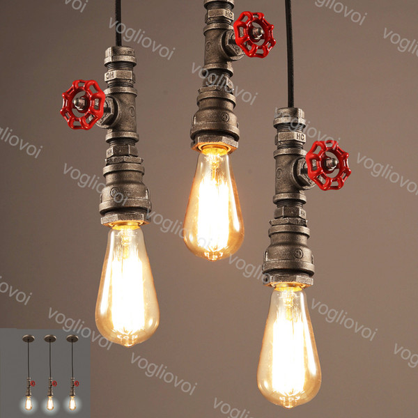 Pendant Lights Industrial 110V 220V Vintage Water Pipe Edison Bulb Pendant Lamps Loft Retro Bar Ceiling Lamps Fixture Luminarias EUB