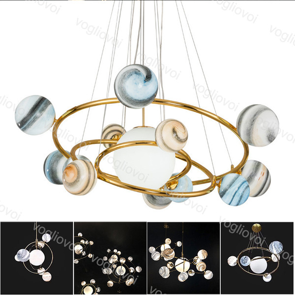 Modern Pendant Lamps Nordic Glass Chandeliers Moon Earth Style G9 110V 220V Hanging Lights For Clothing Store Cafe Restaurant Bar DHL