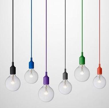 Art Decor Silicone E27 Pendant Lamp Ceiling light bulb Holder Hanging lighting Fixture base Socket Modern silica gel retro Colorful light