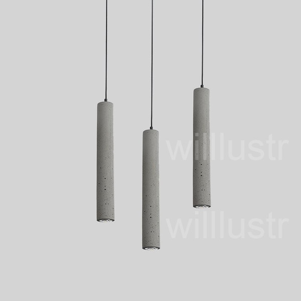 willlustr cement pendant light LED gray concrete suspension lamp minimalist design lighting hanging lamp dinning room restaurant pure cement