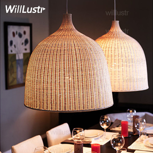 Willlustr handmade wicker suspension lamp dinning room living room pendant light hotel hall restaurant hanging lighting shop lounge mall bar