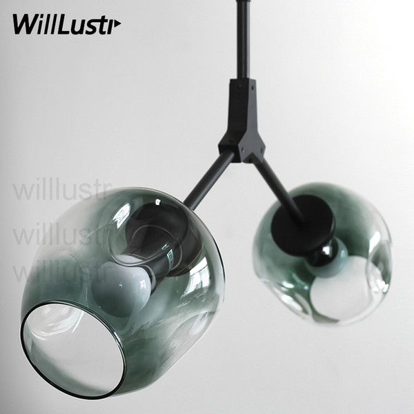 Willlustr glass shade hanging lighting cognac green glass pendant lamp rest room restaurant loft Bar hotel suspension Light branch shade