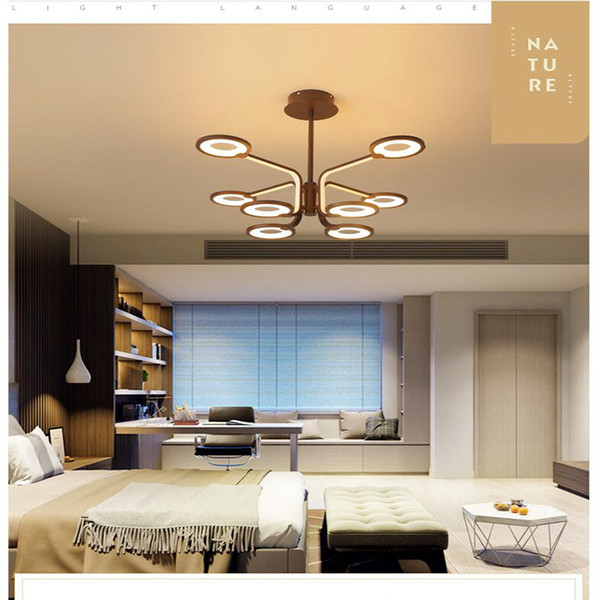 Led chandelier creative butterfly aluminum brown led lighting chandelier bedroom living room simple modern RC Dimmable led pendant light