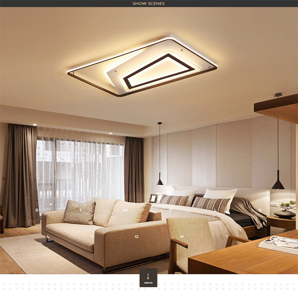 LED ceiling lamp square bedroom living room acrylic ceiling lamp Home atmosphere fashion warm lighting simple RC Dimmable led pendant light