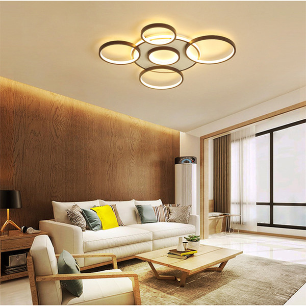 Led ceiling light Round geometric Creative brown bedroom living room led ceiling lamps Simple modern RC Dimmable pendant lamps AC 85-265V