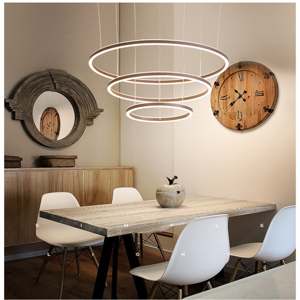 Brown chandelier lamps Nordic post-modern led chandelier Bedroom living room showroom aluminum acrylic led pendant light AC 110V 220V