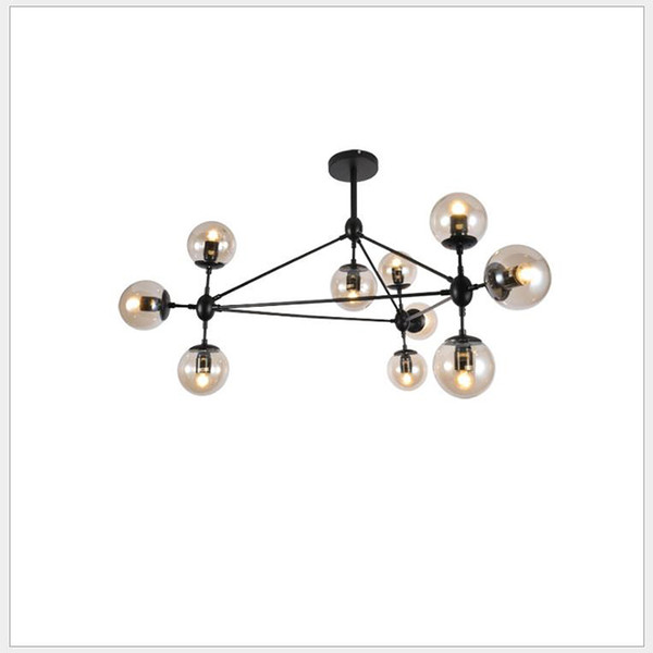 Chandeliers lights for Living room Black/Gold/Rose gold Body 5/10/15 head Chandeliers lamp with glass Kitchen Lightings