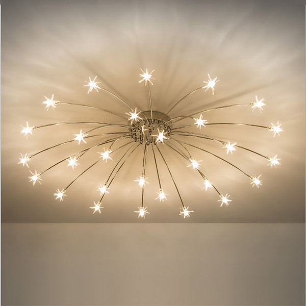 Modern Round Starry Sky LED Crystal Glass Ceiling Lights 15/21/28 Heads Stars Ceiling Lamps Bedroom Living Room Light Fixtures