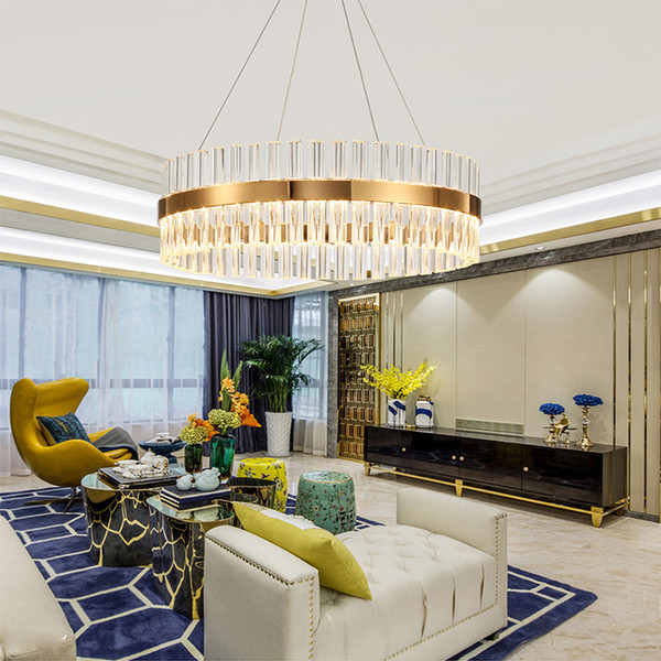 Postmodern chandelier light luxury crystal gold stainless steel chandelier creative living room bedroom study chandelier