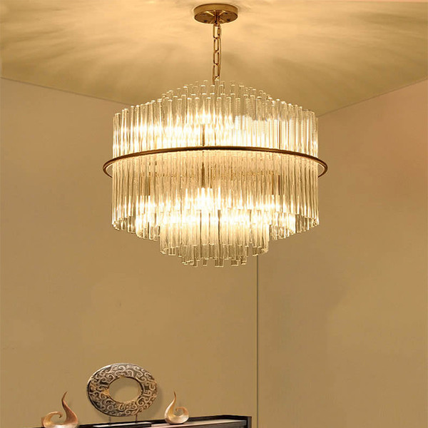 Hotel restaurant lobby lamp post modern Nordic crystal chandelier villa living room bedroom lamp duplex chandelier