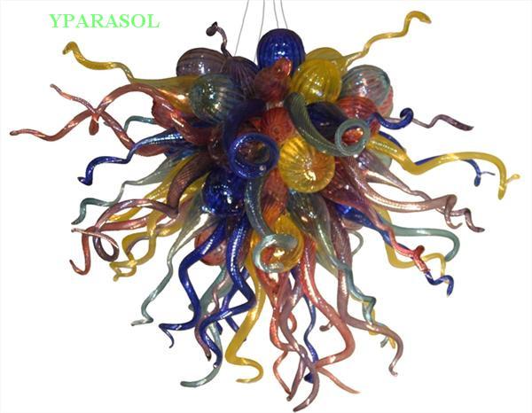 LED Chandelier Lighting Colorful Modern Crystal Pendant Light for Home Decoration Hand Blown Stained Glass Chain Ball Chandelier