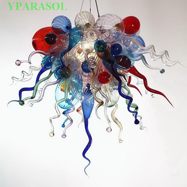 Beautiful Modern Design Murano Glass LED Chandelier Art Decoration Pendant Lamps Energy Saving Light Source Chihuly Crystal Chandeliers