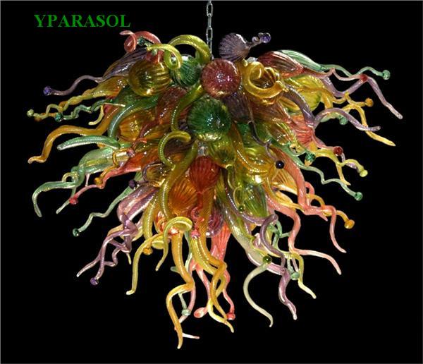 Modern Led Crystal Chandelier Home Decoration Residential Lighting Chihuly Inspired Flush Mounted Ceiling Handmade Blown Glass