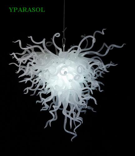 Best Home Decoration Wholesale Murano Glass Crystal LED Pop Pendant Lighting Living Room Art Decorative White Colored Glass Chandelier