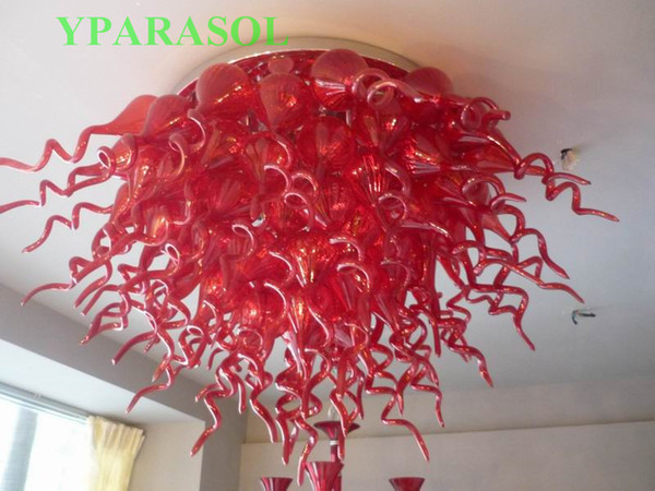 Free Shipping 100% Mouth Blown Borosilicate Modern Living Room LED Light Source European Chihuly Style Chandeliers Light