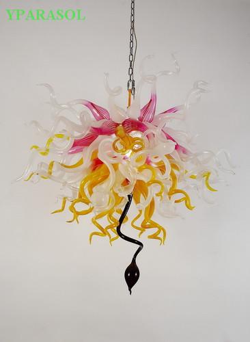 Free Shipping 100% Mouth Blown Borosilicate Luxury Villa Living Room Stair Pendant Light Chihuly Style Hand Blown Glass Chandelier