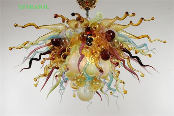 Wonderful Villa Art Decor Modern Colored Glass Chandelier and Pendant Light LED Light Source Chihuly Style Murano Glass Chandeleir Lighting