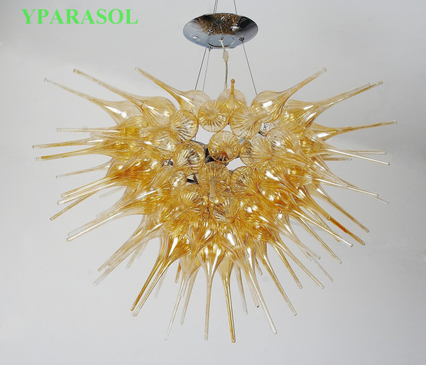 Hand Blown Amber Murano Crystal Chandelier Lighting High Quality Hotel Lobby Vintage Pendant Light form China