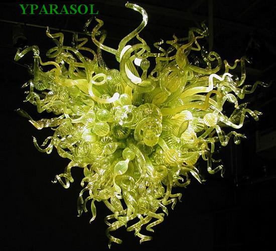 Green Chandelier Led Light Pendant 100% Mouth Blown Dale Chihully Style Hand Blown Glass Luxury Chandelier