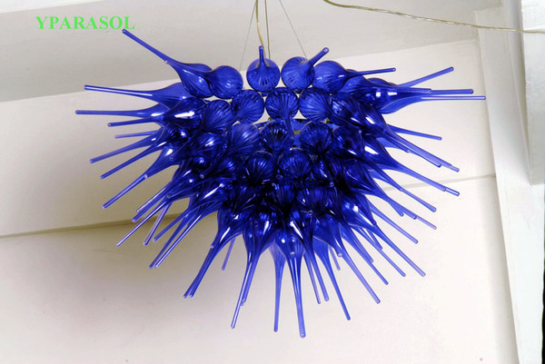 Beautiful Cheap Christmas Light Home Decor Blown Glass Arabic Chandelier 100% Mouth Blown Blue Chihully Style