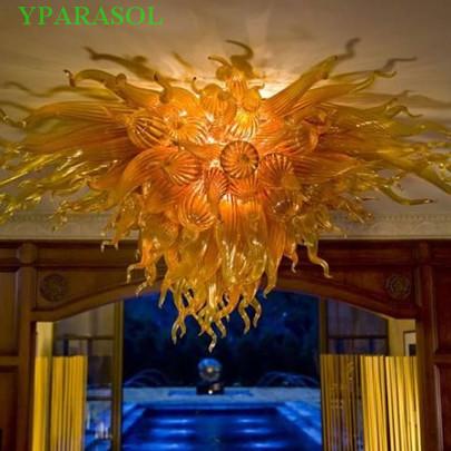 Modern Simple LED Blown Crystal Chandelier Light for Home Decoration Energy Saving Chihuly Style Murano Glass Hanging Chain