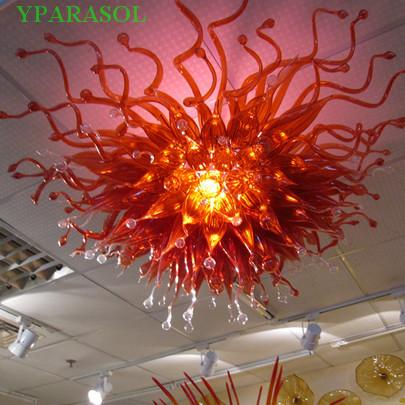 Modern Red Glass Art Chandelier Small Size Cheap Home Hotel Decoration Indoor Lighting Led Blown Glass Modern Chandelier Light