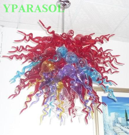 100% Mouth Blown Borosilicate Luxury Led Lighting Murano Glass Art Chihuly Style Modern Colorful Pendant Lamps