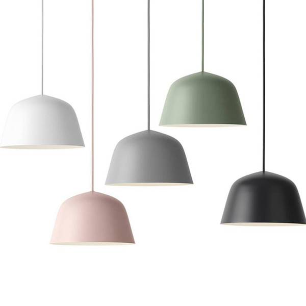 Modern simple pendant lights colorful macaron hanging light pink green white single head droplight for kids room bedroom restaurant light