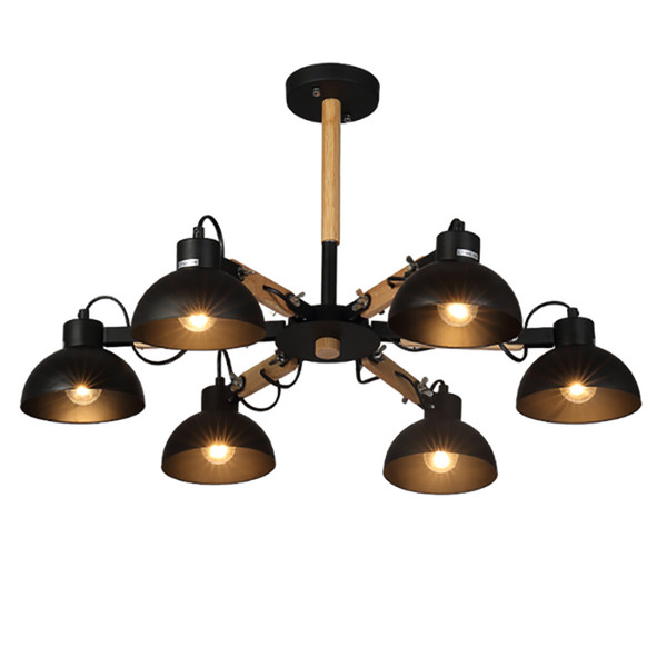 Modern simple pendant lights macaron 3/6/8 PCS E27 lamp holder Black / white material iron and wood LED droplight for foyer bedroom lighting