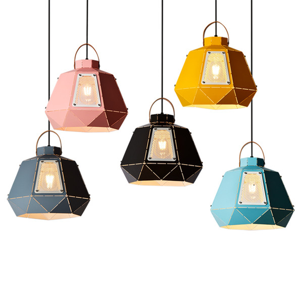 New classical pendant lights colorful macaron hanging light metal shade single head droplight for kids room bedroom restaurant droplight