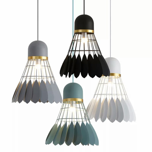 Nordic Badminton model pendant lights metal colorful macaron hanging light metal droplight for kids room bedroom restaurant pendant lamps