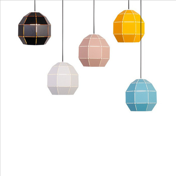 Nordic LED pendant lights colorful macaron Geometric splicing hanging light metal droplight for kids room bedroom restaurant pendant lamps