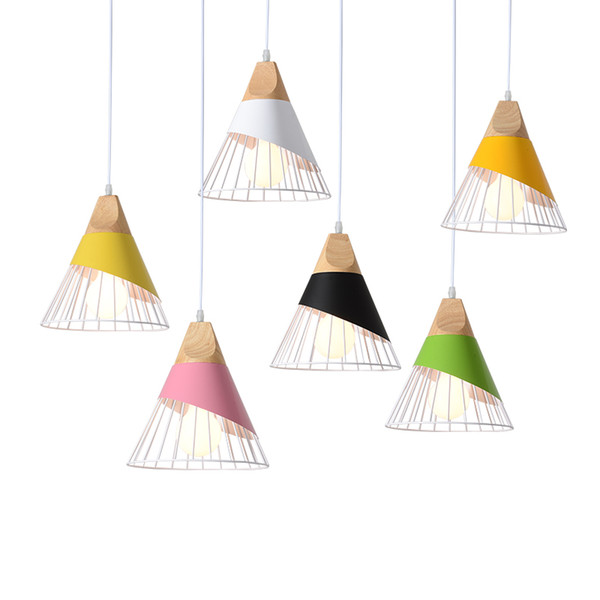 Modern simple pendant lights colorful macaron Badminton shape hanging light metal droplight for kids room bedroom restaurant pendant lamps