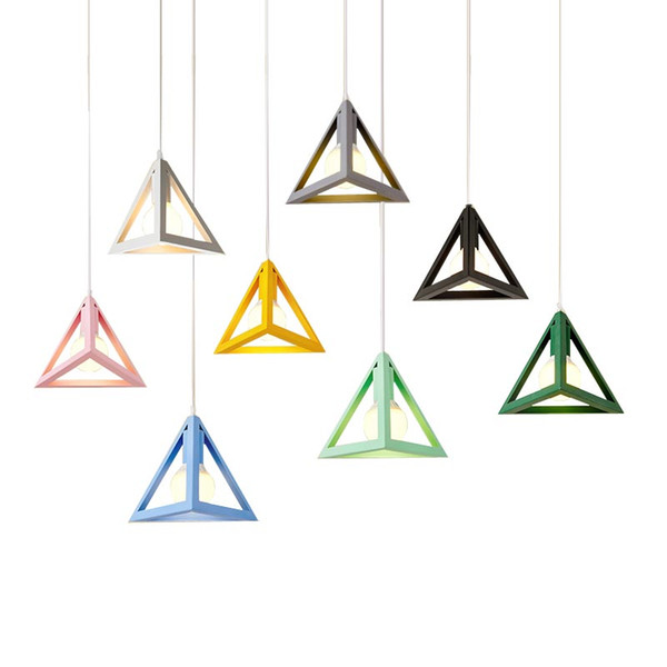 Modern simple pendant lights colorful macaron hanging light metal Lampstand droplight for kids room bedroom restaurant pendant lamps