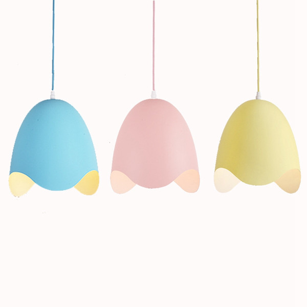 Modern simple Aluminum egg shell pendant lights colorful macaron droplight pink blue yellow lovey color kids room bedroom restaurant light