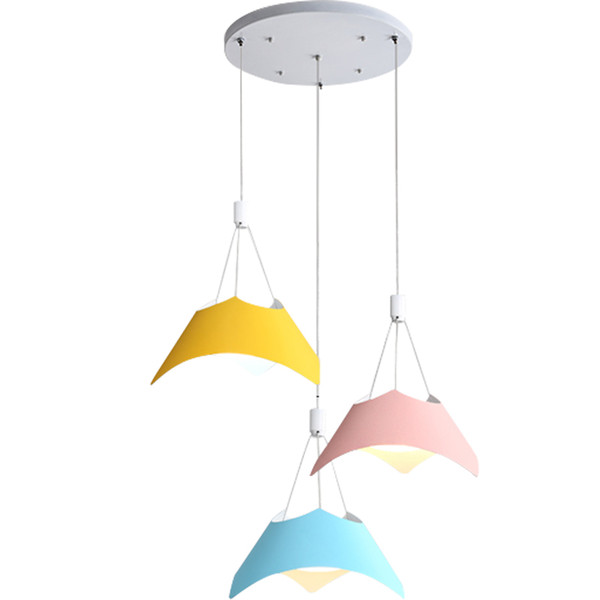 Modern simple macaron pendant lights nordic colorful hanging light Aluminum creative model droplight for kids room dining room pendant lamps