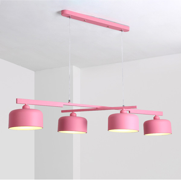 Modern simple pendant light macaron colorful 4 PCS E27 lamp free Adjustable material metal Nordic droplight for foyer bedroom lighting