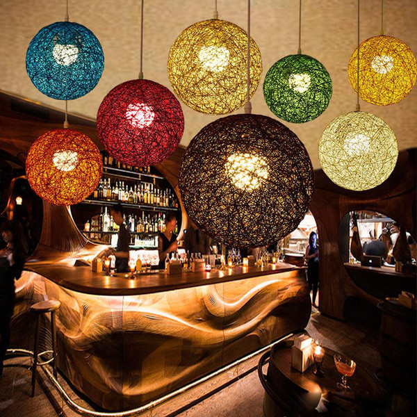 New Creative Personality Colorful Pendant Lamps Restaurant Bar Cafe Lamps Rattan Field Pasta Ball E27 Pendant light