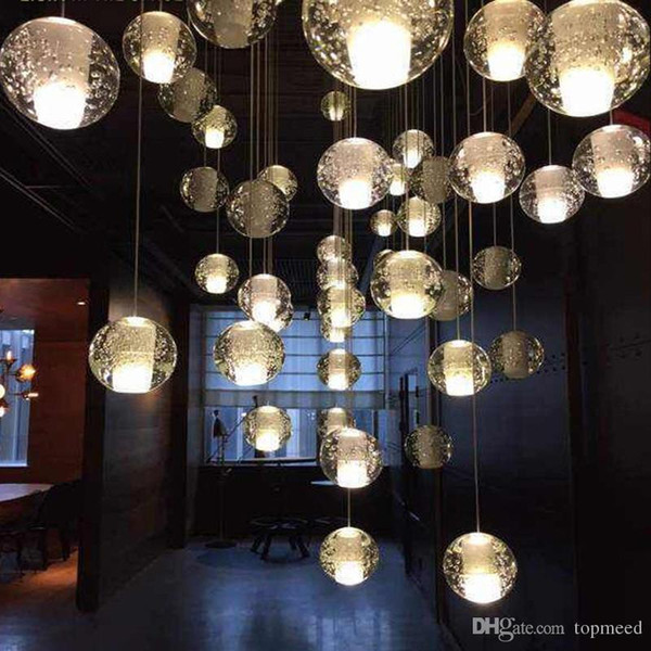 LED Crystal Chandelier Glass Ball Pendant Meteor Rain Ceiling Light Meteoric Shower Stair Bar Droplight Chandelier Lighting AC110-240V