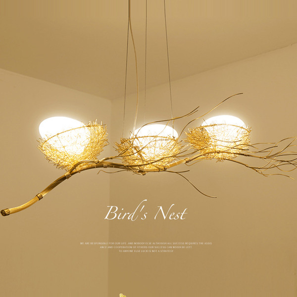 Hand-woven creative personality nest chandeliers Restaurant pendant lights Nordic creative art chandelier dining room postmodern bird's nest