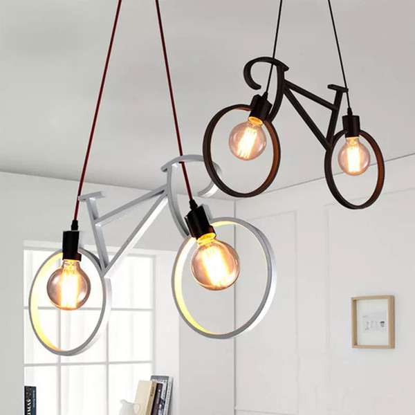 Retro Nordic Modern Iron Bicycle Chandelier Cafe Lighting LED Loft Bar Ceiling Lamp Bedroom Droplight Store Home Decor Gift pendant lights