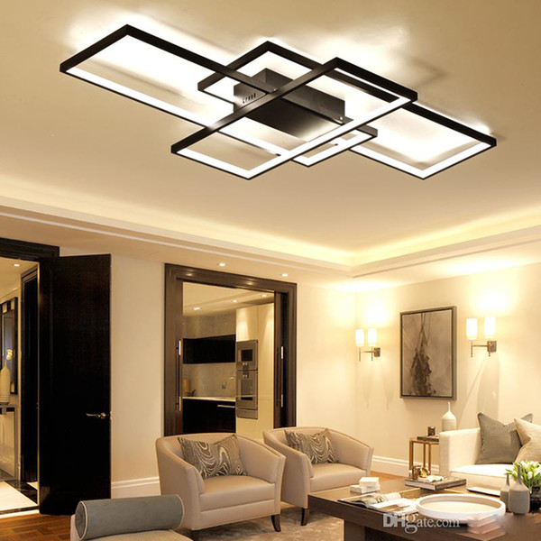 New Arrival Black/White LED Ceiling Chandelier For Living Study Room Bedroom Aluminum Modern Led Ceiling Chandelier