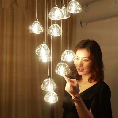 New arrival pendant lights clear Crystal chandelier glass ball lampshade stainless steel base Foyer hotel corridor decoration droplight