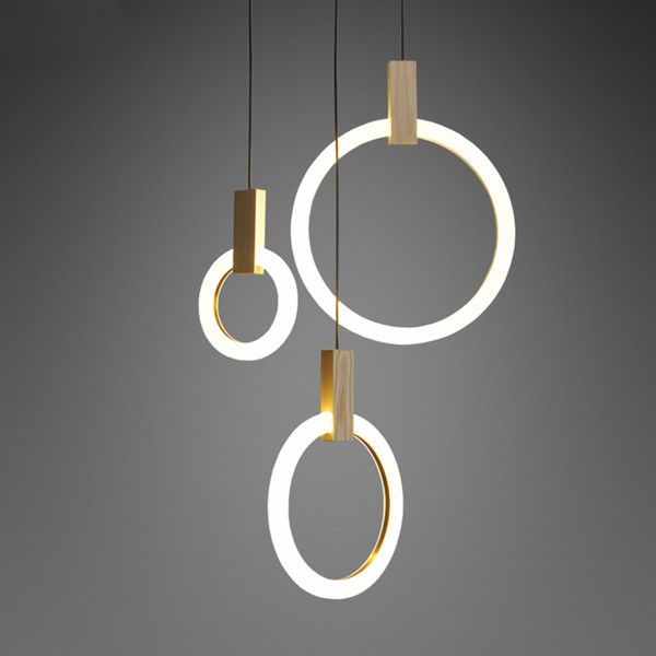 Villa Stairs Led Pendant Lights Acrylic Circles Lustre Pendant Light Wood Pendant Lamp Led Drop Light Hang Lamp Suspend Lamp