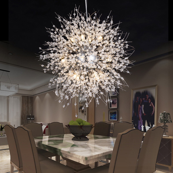 Modern Dandelion LED Ceiling Light Crystal Chandeliers Lighting Globe Ball Pendant Lamp for Dining Room Bedroom Living Room Lighting Fixture