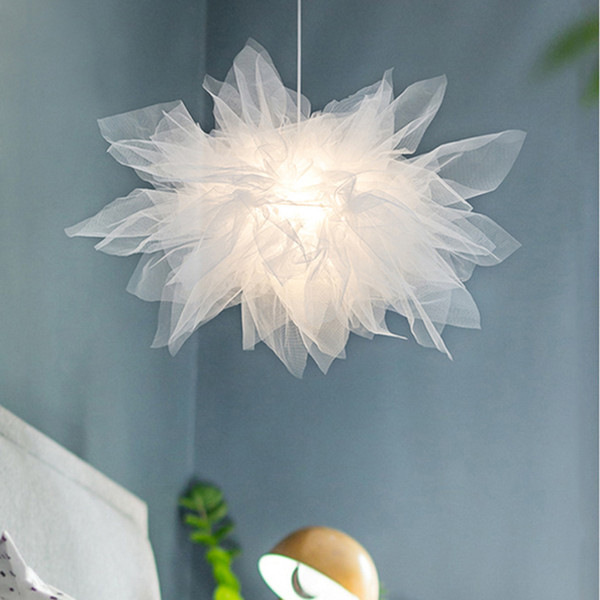 Nordic Romantic Lace Fabric Pendant Light Fixtures pendant lamp Led Hanging Lamp for Princess Living Room Bedroom Home Art Decor