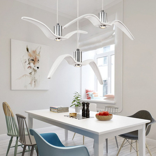 Nordic simple seagull lamp modern restaurant balcony chandelier LED creative personality bird chandeliers bedroom Resin bird pendant lights